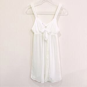 Oscar de la Renta Pink Label White Sheer Lace Babydoll Nightgown Lingerie Small
